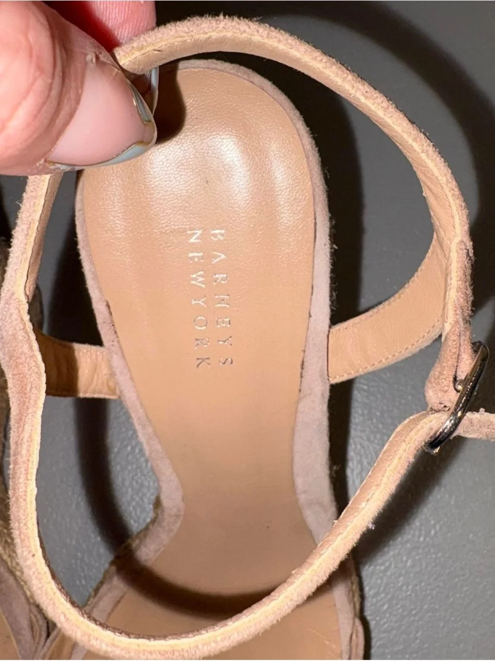 Barneys New York Suede Wedge Espadrilles in Dusty Rose